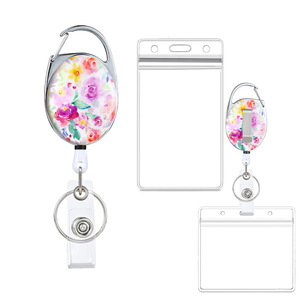 Oval-shaped patterned badge roll holder with double-sided UV printing and back <b>clip</b>. Also available: Oval-shaped badge roll - Product Image 1