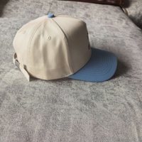 Casquette de baseball unisexe personnalisée avec logo, 5 panneaux, couronne haute, bicolore, en sergé de coton, visière incurvée, boucle métallique brodée, vente en gros