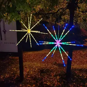 Remote Ctrl Solar LED-Licht 3D DIY Feuerwerk Pfahl Licht für Gartenweg Landschaft Urlaub Party Weihnachten Rasen Sicherheit Deko