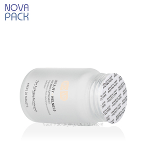 ขวดแก้วฝ้าปากกว้างสำหรับยา ขนาด 60 มล. 100 มล. 120 มล. สำหรับบรรจุแคปซูล ยาเม็ด วิตามิน ฝาสี<span class=keywords><strong>ท</strong></span>องพร้อมซีลฟอยล์ - Product Image 4