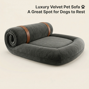 Divano per Animali Domestici di Lusso con Telaio Integrato Anti-Oscillazione a Forma di U in Velluto Grigio Scuro ad Alta Densità, Morbido e Traspirante, Universale per Cani e Gatti - Product Image 5