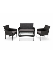Ensemble de 4 canapés de salle à manger en rotin tressé PE moderne pour patio et jardin