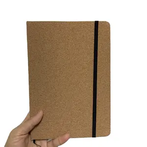 Logotipo personalizado A5 Cork Notebook Capa dura ecológica com corda elástica 100 folhas páginas internas para diário e promoção