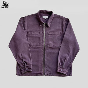 Custom Men's Washed Cotton Work Jackets Vintage Zip-Up Heavy Twill Canvas <strong>Shirt</strong> Jacket <strong>Moleskin</strong> Overshirt for Men - Product Image 1