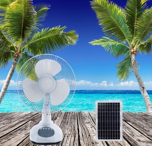 2023 New 12 inch hiện đại điều khiển kỹ thuật số năng lượng mặt trời AC/DC bảng có thể sạc lại fan hâm mộ đèn LED và tấm pin mặt trời cho cắm trại ngoài trời - Product Image 1