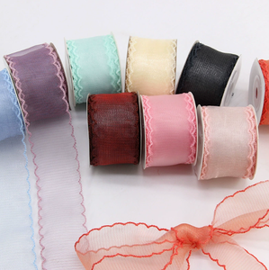 4cm bright light silk wave border <b>ribbon</b> lace chiffon <b>ribbon</b> DIY gift accessory decorative accessory flower <b>ribbon</b> - Product Image 1