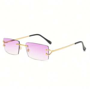 Lunettes de soleil carrées sans monture avec logo personnalisé, verres dégradés, protection UV400, pour hommes et femmes, collection 2025 - Product Image 2