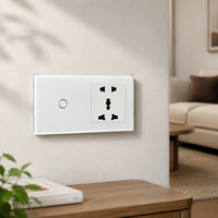 Interrupteur tactile à 3 boutons UBARO avec panneau en verre trempé et prise universelle à 5 broches, interrupteurs et prises électriques murales pour la maison
