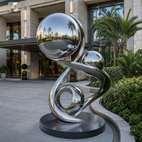 Moderne Edelstahl-Kugelskulptur Spiegelpolierte Metallkugel-Kunst Maßgefertigte Große Außendekoration für Garten, Plaza und Hotel