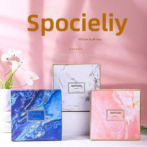 กล่องของขวัญลายหินอ่อนแบบปั๊มร้อนขายดี ดีไซน์สำหรับปีใหม่ งานวันเกิด งานเลี้ยง บรรจุภัณฑ์เครื่องสำอาง ผลิตภัณฑ์ดูแลผิว เคลือบด้าน ลายนูน - Product Image 2