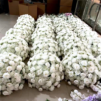 FL-093 Bola Bunga Putih Ukuran Besar 60cm, Bola Floral Besar untuk Dekorasi Meja Tengah Pesta Pernikahan