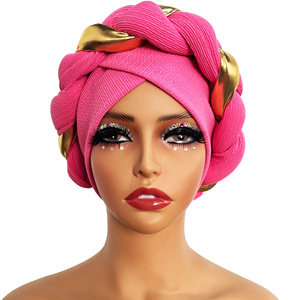 Nuevo gorro plisado para mujer africana, sombrero para la cabeza, accesorios para el cabello, hiyab musulmán envuelto árabe, gorro <span class=keywords><strong>turbante</strong></span> para mujer - Product Image 6