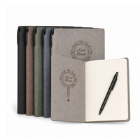 Carnet A5 multifonction personnalisé en tissu recyclé ligné, à pois, en lin et cuir PU, avec pochette – Ensemble de carnet de notes