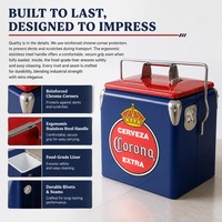 Glacière rétro en métal personnalisable avec logo, 13L, vintage, avec ouvre-bouteille, pour camping, pique-nique, barbecue, cadeau promotionnel