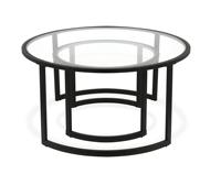 Ensemble table basse et table d'appoint noir blanc Table basse ronde set de 2 verre