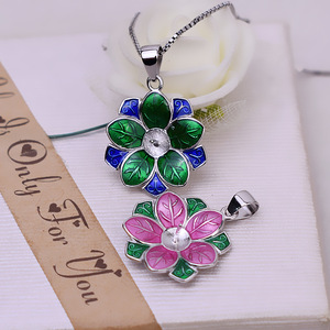 จี้ดอกบัวสไตล์เกาหลีเงินแท้ S925 พร้อมไข่มุกยุโรป-อเมริกา 7-9 มม. สร้อยคอพร้อมอุปกรณ์ทำเครื่องประดับ DIY ฝาครอบลูกปัด - Product Image 3