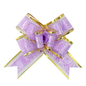 En gros Date Violet 50 Mm Largeur Organza Papillon Tirer Arcs Et Rubans Pour L'emballage De Cadeaux D'anniversaire De Noël