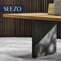 Ensemble de table à manger en teck de luxe moderne avec 8 chaises légères en aluminium pour l'extérieur, la terrasse, la cour, l'hôtel et le restaurant