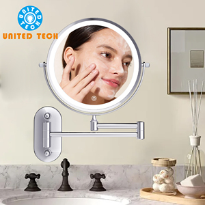 8in tùy chỉnh nối dài 10x magnificationr treo tường CHROME thắp sáng cạo gương mỹ phẩm cho khách sạn nhà - Product Image 2