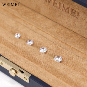 WEIMEI Factory Direct Navy Blue Leather Gold Lock Velvet Lining Ring <b>Earring</b> Stud Organizer OEM Logo Jewelry <b>Box</b> Wholesale - Product Image 4