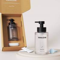 Bouteille en verre cylindrique à parois droites de 8oz, 12oz, 16oz, rechargeable, avec pompe moussante en plastique colorée pour le nettoyage du linge et des salles de bain