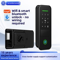 Serrure de porte intelligente Tuya, étanche, avec empreinte digitale, carte RFID, code, pour extérieur, bois, métal, portail, sans clé, carte mémoire cloud, SDK, application