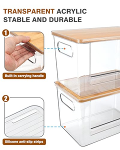 Paquete de 2 Dispensadores de Bolsas de Basura Extra Grandes de PET, Apilables, con Tapa de Bambú para Almacenamiento y Organización de Armarios - Product Image 2