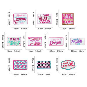 Iron on Glitter Edge bordado Checker American Slang Cowboy I Said <span class=keywords><strong>What</strong></span> I Said parche para sombrero sudaderas con capucha Decoración - Product Image 5