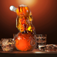 Ensemble de carafe à whisky en verre borosilicate haut de gamme fait à la main, statues d'astronautes, bouteille de whisky, sculpture d'astronaute, bouteille pour cadeau