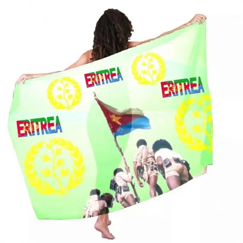 Pas Cher Vente en Gros Maillots De Bain Drapeau Érythréen Sarong Femmes Érythrée Maillot De Bain Personnalisé Cover Up Wrap Dress Pareo Sarongs MOQ1