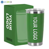 Gobelet isotherme en acier inoxydable à double paroi de 20 oz avec logo personnalisé, revêtement poudré, pour café, voyage et voiture