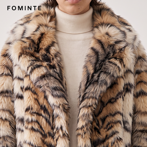 <span class=keywords><strong>Manteau</strong></span> long en fausse fourrure imprimé tigre de luxe pour <span class=keywords><strong>femme</strong></span>, veste d'hiver douce et moelleuse, élégante, à motif animalier, tendance - Product Image 2