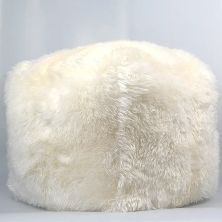Luxurious Modern New Zealand Design Living Room Large White Furniture Chairs Sheep Fur Stool