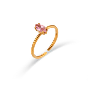 แหวนสแตนเลสสตีล 316L ชุบทอง 18K PVD ประดับเพชร CZ ทรงมาร์คีส์ กันน้ำ ป้องกันอาการแพ้ ปรับขนาดได้ ซ้อนกันได้ สำหรับผู้หญิง - Product Image 5