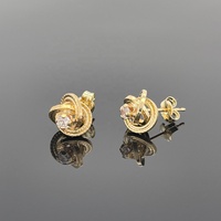 Boucles d'oreilles clous tendance style espagnol faites à la main avec zircon cubique, bijoux fins en or massif pour femme