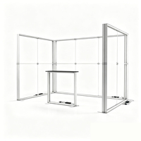 Stand lumineux SEG en profilé aluminium 10x20 réutilisable et écologique avec rétroéclairage LED et rangement pour salons automobiles et expositions