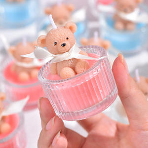 Vela de oso en vaso de vidrio hecha a mano con cera mixta de soja, regalo de cumpleaños de alta gama, decoración para el hogar - Product Image 3