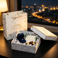 Caja de Regalo Plegable de Mármol Premium con Cierre Magnético y Estampado Dorado, Caja Vacía para Regalos de San Valentín, Día de la Mujer y Fiestas