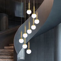 Lustre rotatif minimaliste moderne nordique plafonnier Duplex pour hôtel Loft appartement Villa escalier ouvert-lampes suspendues