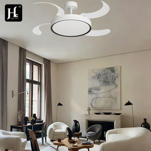 Intelligent <b>remote</b> <b>control</b> 42 inch solid wood 4-plate dining room bedroom LED invisible <b>ceiling</b> fan <b>light</b> - Product Image 6