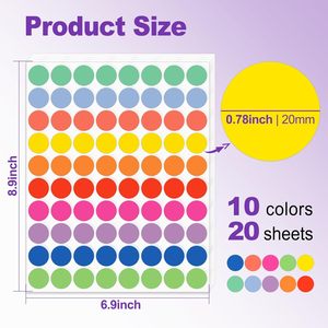 Nhãn dán chấm màu tròn Nhãn mã hóa vòng tròn chấm bi nhãn dán cho nhãn áp phích lịch, Bộ chấm màu - Product Image 2
