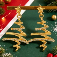 Boucles d'oreilles tendance en forme de flocon de neige avec zircon, bijoux d'hiver pour filles, cadeaux de Noël pas chers, vente en gros