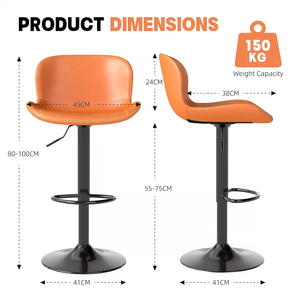 Ensemble <span class=keywords><strong>de</strong></span> tabourets <span class=keywords><strong>de</strong></span> <span class=keywords><strong>bar</strong></span> en cuir PU avec structure métallique, hauteur réglable, repose-pieds <span class=keywords><strong>pivotant</strong></span> avec dossier, <span class=keywords><strong>tabouret</strong></span> <span class=keywords><strong>de</strong></span> <span class=keywords><strong>bar</strong></span> moderne sans accoudoirs pour îlot <span class=keywords><strong>de</strong></span> cuisine - Product Image 2