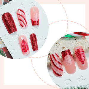 24 faux ongles de Noël à motifs flocons de neige blancs, à presser, <span class=keywords><strong>pour</strong></span> femmes et filles, <span class=keywords><strong>pour</strong></span> le <span class=keywords><strong>Nouvel</strong></span> <span class=keywords><strong>An</strong></span> - Product Image 2