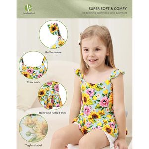 Camiseta sin mangas para niñas, estampado floral, volantes, verano, transpirable, algodón, fibra de bambú, 3 meses-5T - Product Image 2