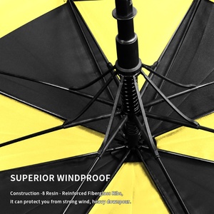 Wholesale Advertising Durable Custom Straight Windproof Golf <b>Umbrella</b> Yellow with Fiberglass Frame for Outdoor Sports & Events - Product Image 4