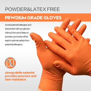 Produit du fabricant XINGYU Gants en nitrile jetables orange robustes Gants en nitrile sans poudre à motif de diamant - Product Image 5