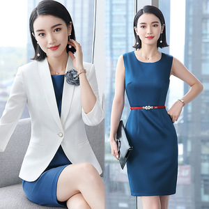 Women's Professional Two Piece Suit Set Solid Color Polyester Satin Anti Wrinkle Work Clothes Spring Summer Autumn - Product Image 3