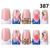 Faux Ongles Press-On Faits Main 661-665 Couleurs Fleurs Canard, 10 Pièces, Styles de Design Uniques pour Doigts
