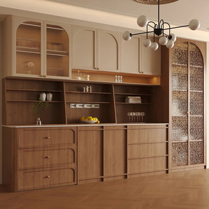 Gabinetes de Cocina Modulares Modernos Personalizados, Aparador Integrado de Pared, Madera Maciza con Acabado Lacado, Ecológico, Listo para Instalar el Fregadero - Product Image 1